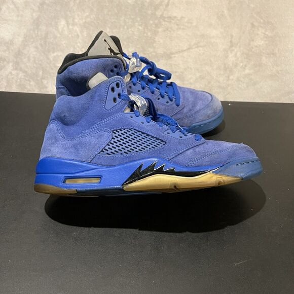 Jordan 5 Retro Blue Suede Men's 10 Blue 136027-401 Athletic Basketball Shoes